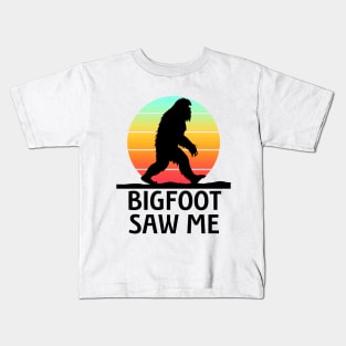 Bigfoot Saw Me with gradient sunset Kids T-Shirt